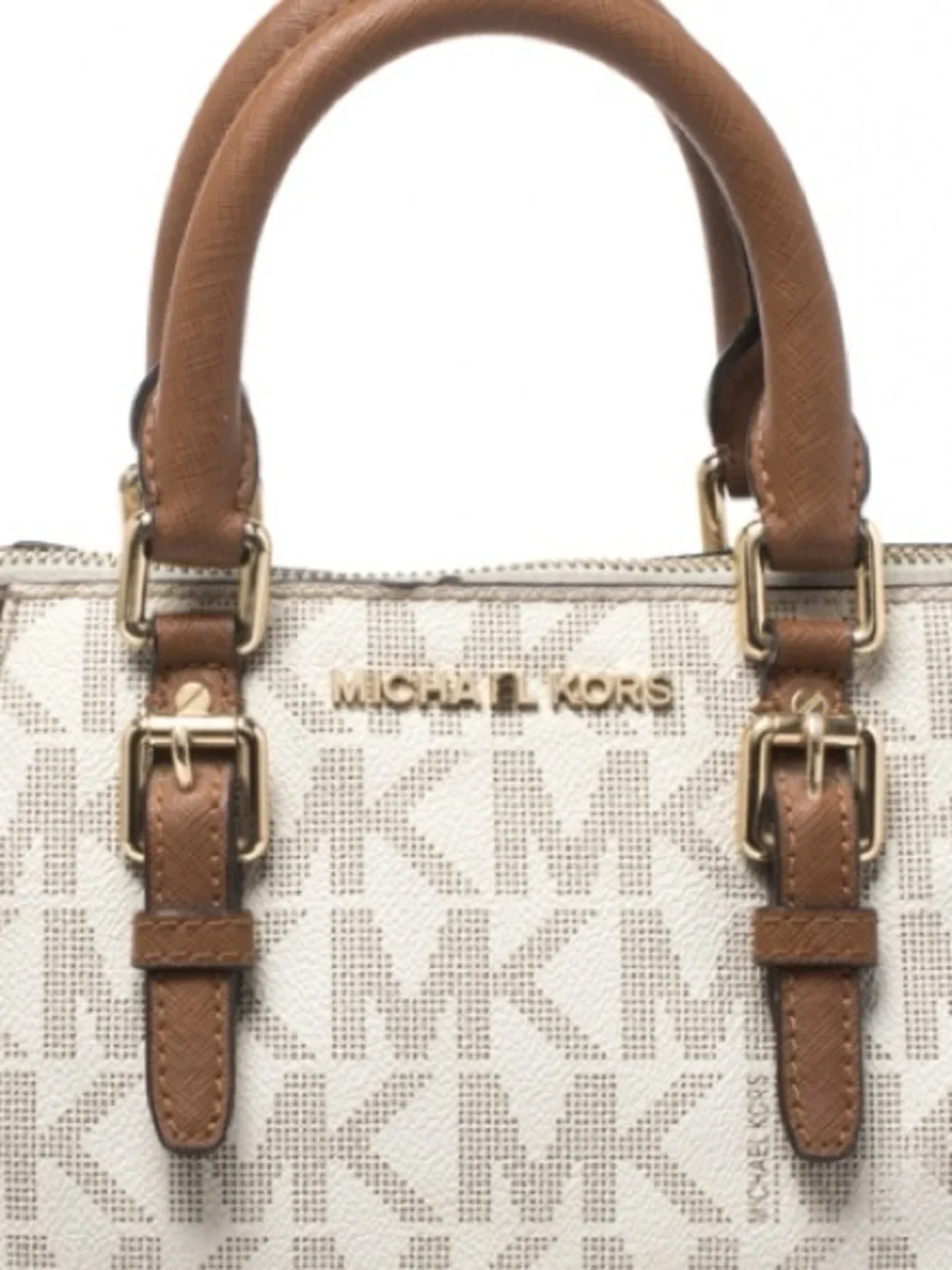 Ciara Michael Kors Brown Cream Signature Satchel Purse Bag Authentic removable